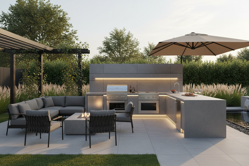 modern outdoor cooking area
